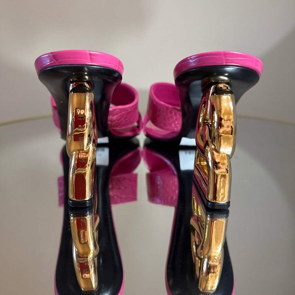 Dolce Gabbana DG logo sculped heel sandals mules size 39 - Picture 4 of 16